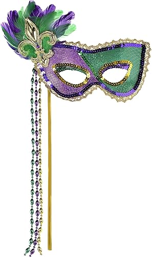 Máscara de plástico multicolor Mardi Gras, 16.75 x 7 pulgadas (1 unidad), perfecta para decoración de fiestas y celebraciones festivas