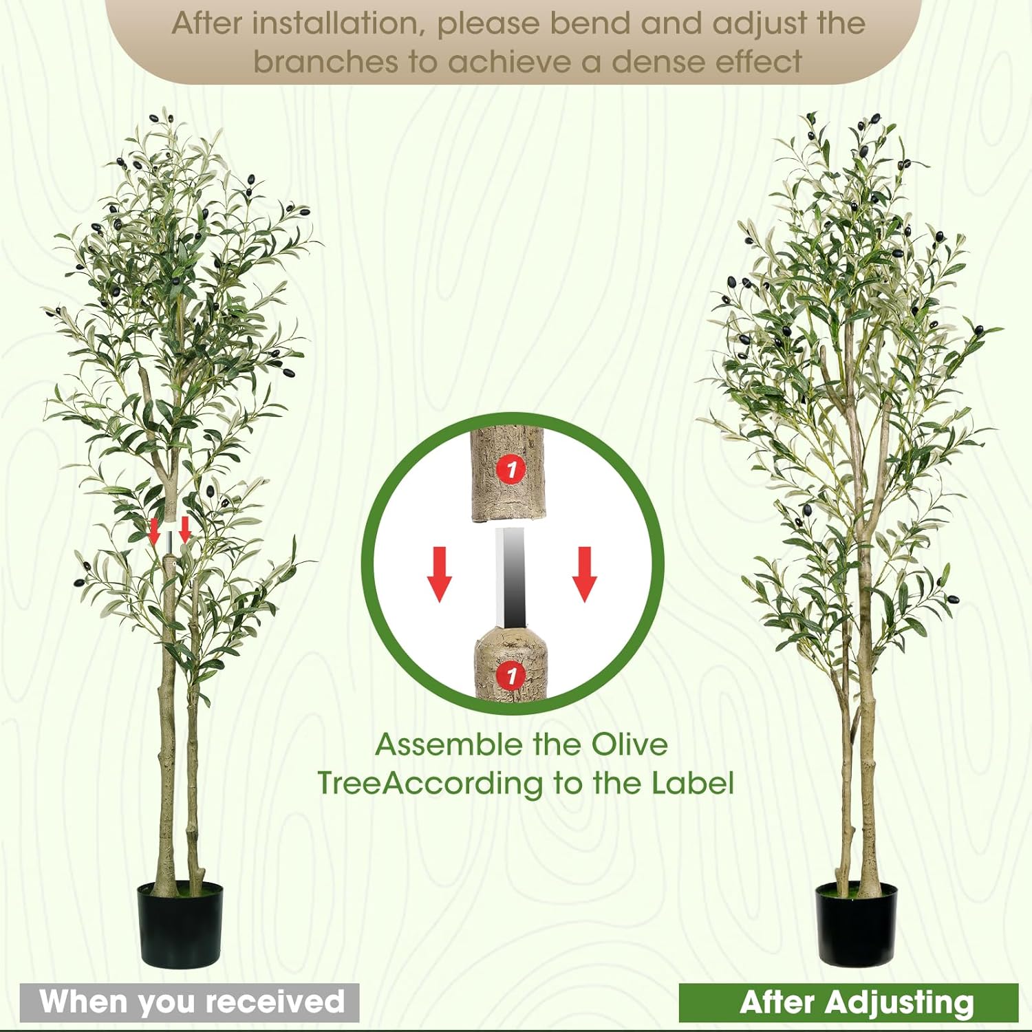 Artificial Olive Tree 6ft Tall Faux Olive Tree with Natural Wood Trunk and Lifelike Fruits Olive Trees Artificial Indoor for Home Office Decor Indoor Artificial Olive Tree Housewarming Gift