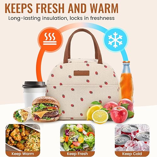 Miniatura 4 de Bolsa de almuerzo para mujeres y hombres, lonchera reutilizable, bolsa de almuerzo aislada con gran capacidad, contenedor de almuerzo enfriador para