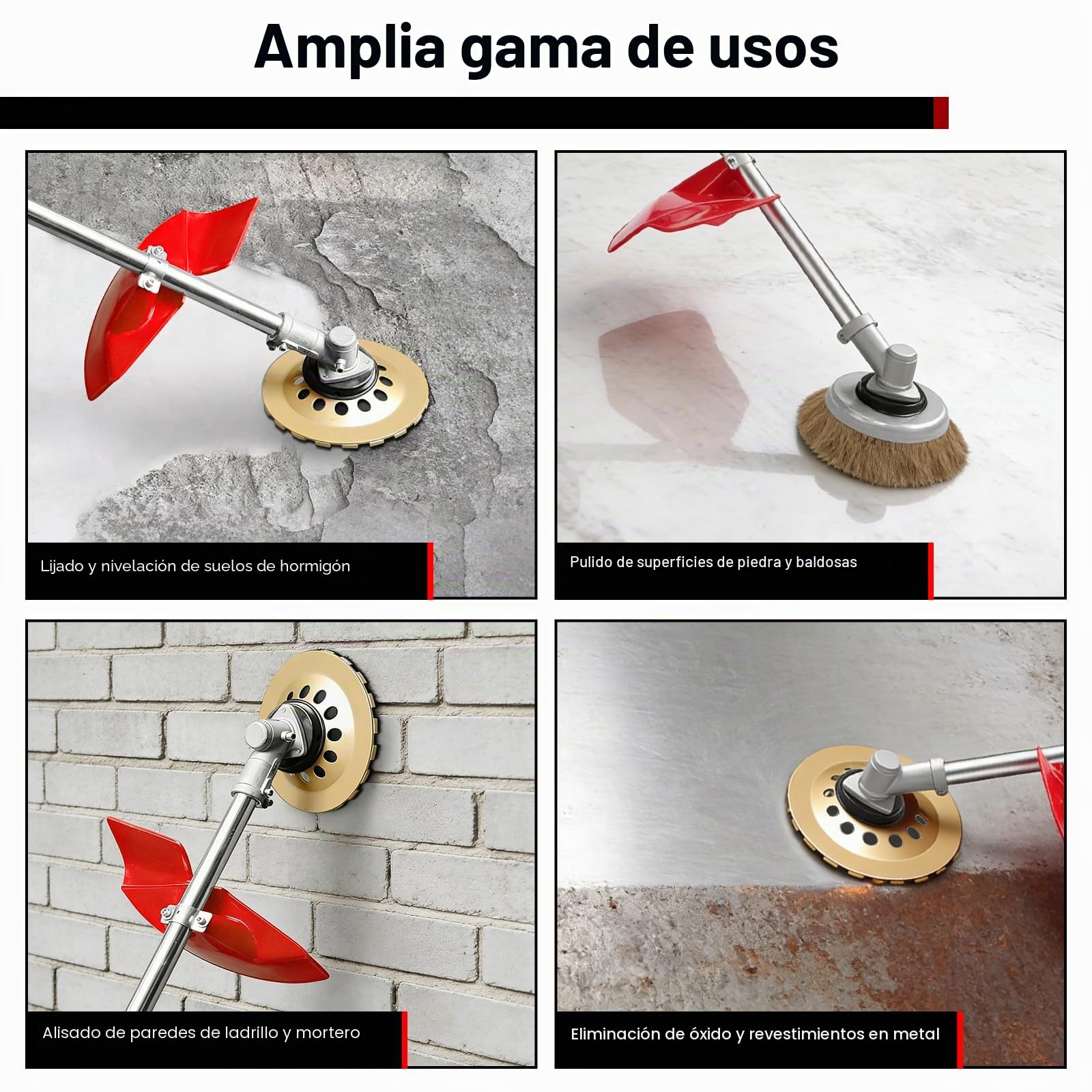 Amoladora de Hormigón Eléctrica de 1,5 M, Lijadora de Hormigón Eléctrica 2800W, Pulidora Suelos, Lijadora de Paredes y Techos, con Plato Lijador 180 mm, Cepillo 200 mm, Para Paredes y Metal
