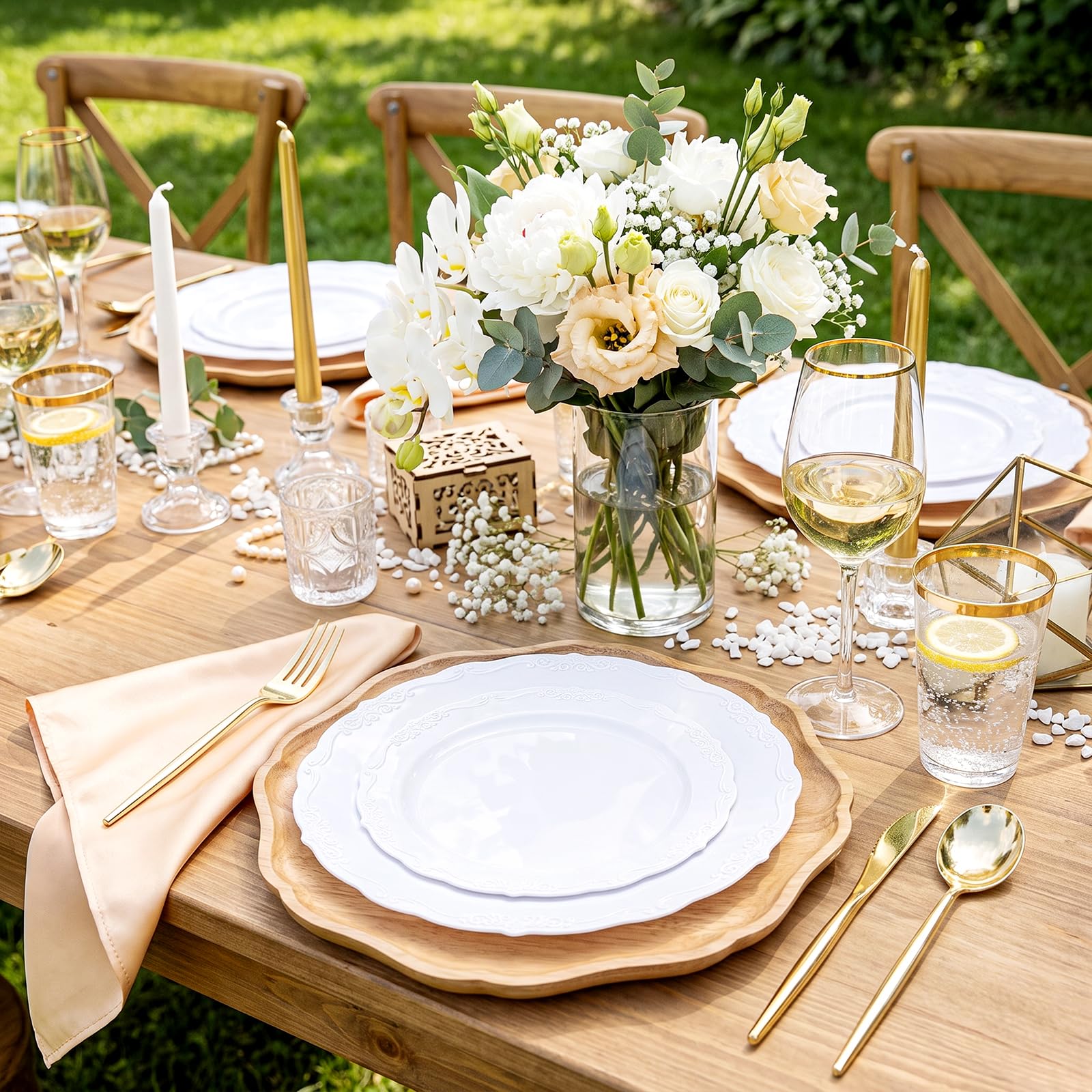 White Disposable Plates - 100 Pack for Parties -9