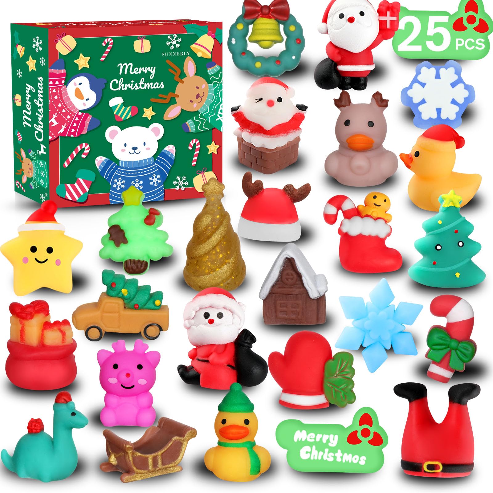 25-piece Christmas squishy toy set