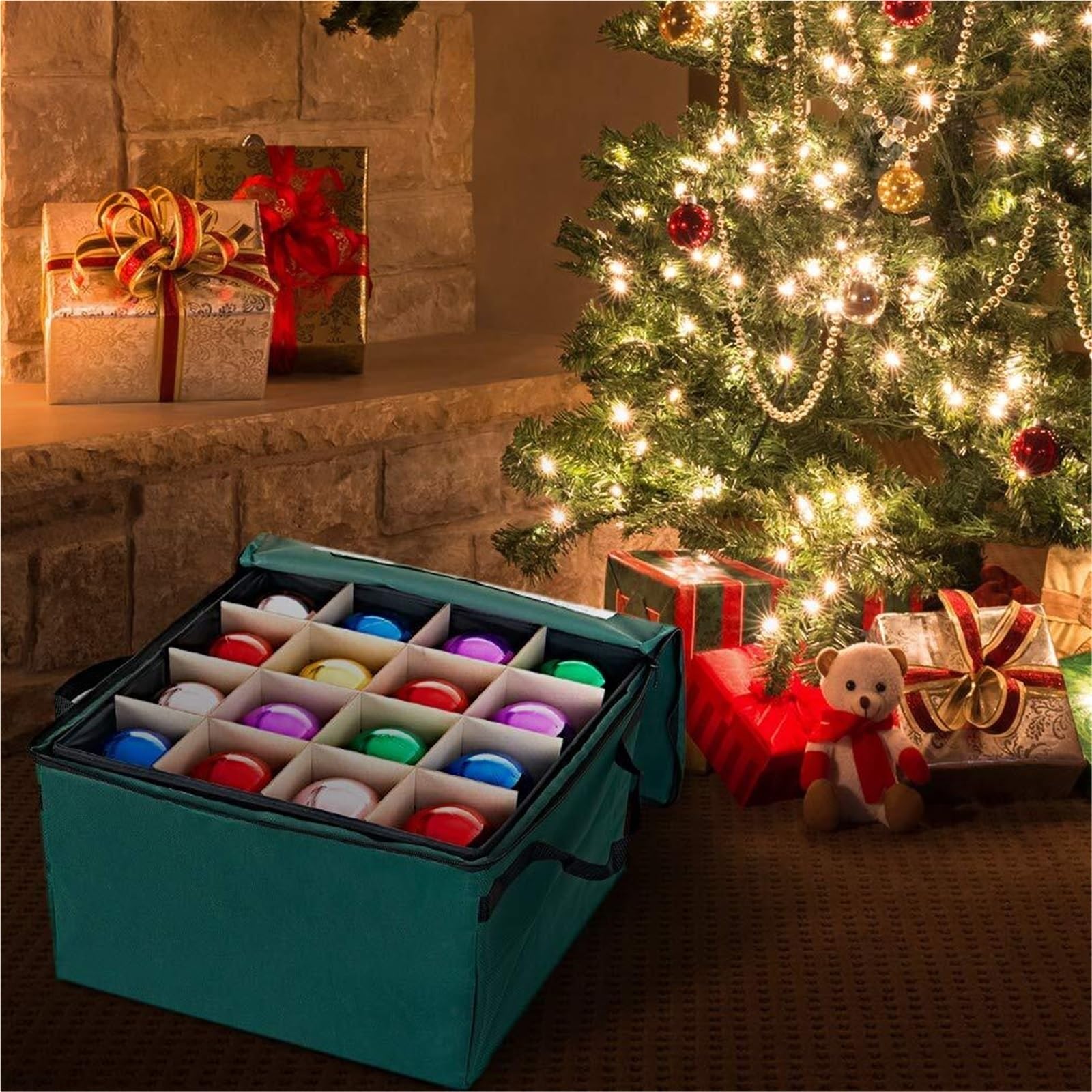 Weihnachtsdeko Aufbewahrung Die Aufbewahrungsbox for Weihnachtsdekorationen Bietet Platz for 48 Weihnachtskugeln for Organisieren Von Dekorationen Tasche für Weihnachtsbaum(Grün)