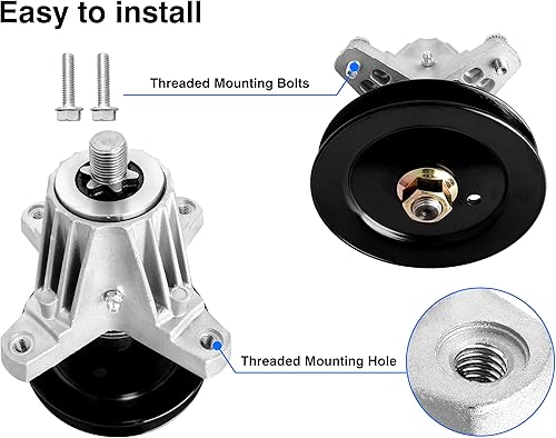 Miniatura 5 de Husillo de repuesto 918-06980 para cortacésped Cub Cad et de 50 pulgadas  Conjunto de husillo compatible con Troy Bilt Super Bronco 50 Mustang 50