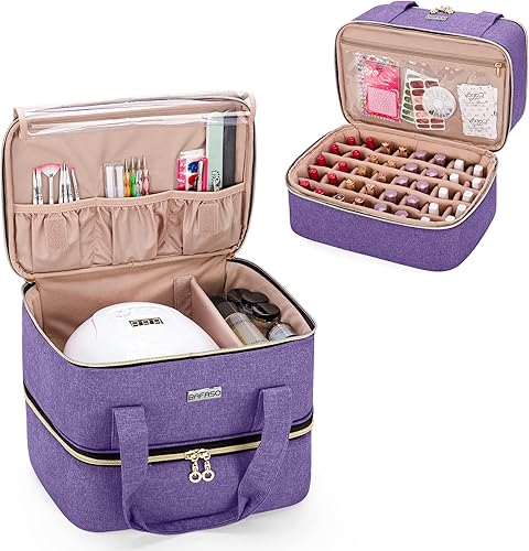 Miniatura 8 de BAFASO Almacenamiento de esmalte de uñas con capacidad para 40 botellas (0.5 fl oz - 0.5 onzas líquidas) y una lámpara de uñas, estuche de