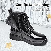 Vista 3 de DREAM PAIRS Botines de combate con cremallera lateral para niños y niñas (niños pequeños)