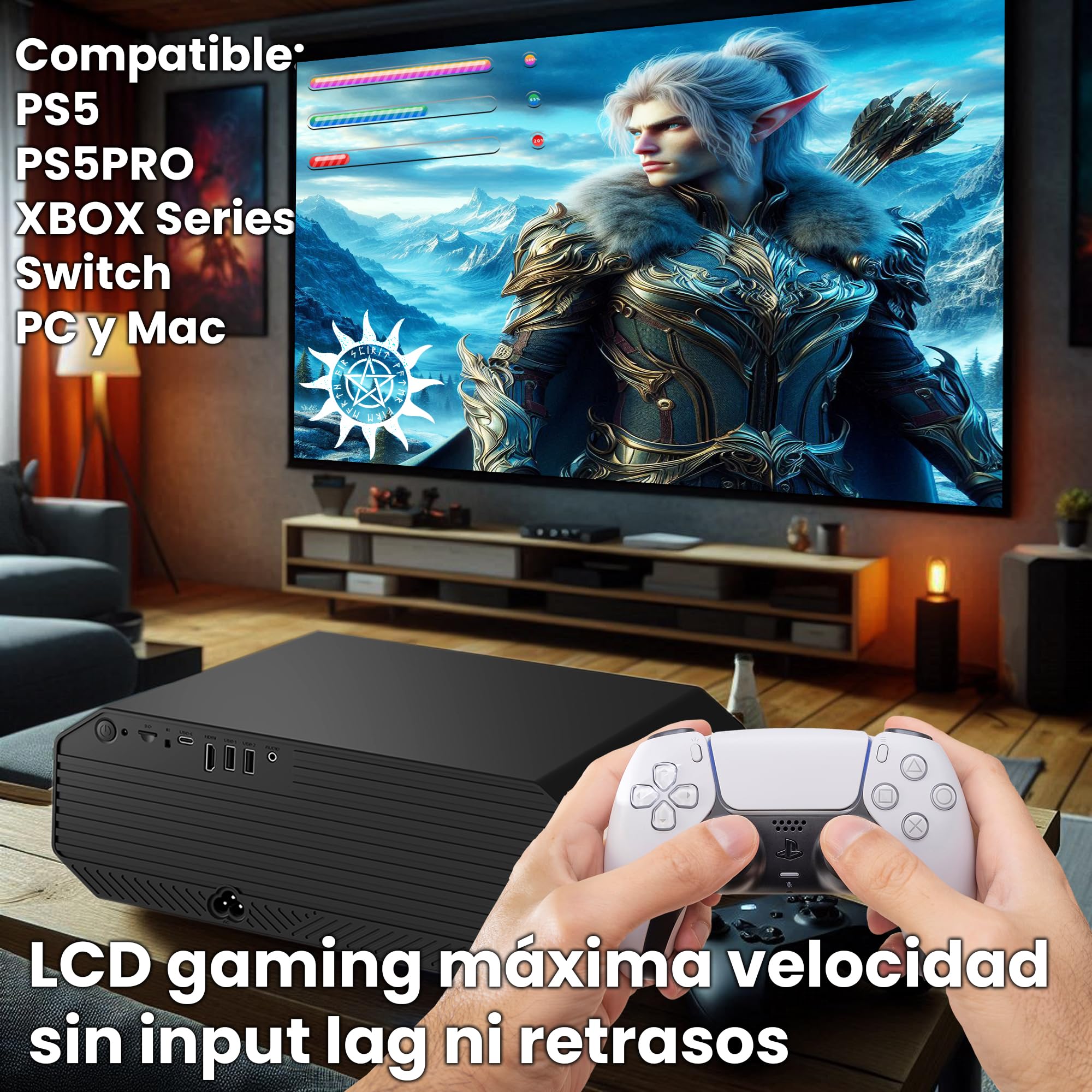Proyector 4K, Unicview K5000, 1800 ANSI lúmenes, Cine en casa y presentaciones, Enfoque motorizado, Keystone 4D, Zoom Digital, HDMI, USB-C, Jack 3.5, Altavoces 10W (AndroidTV)