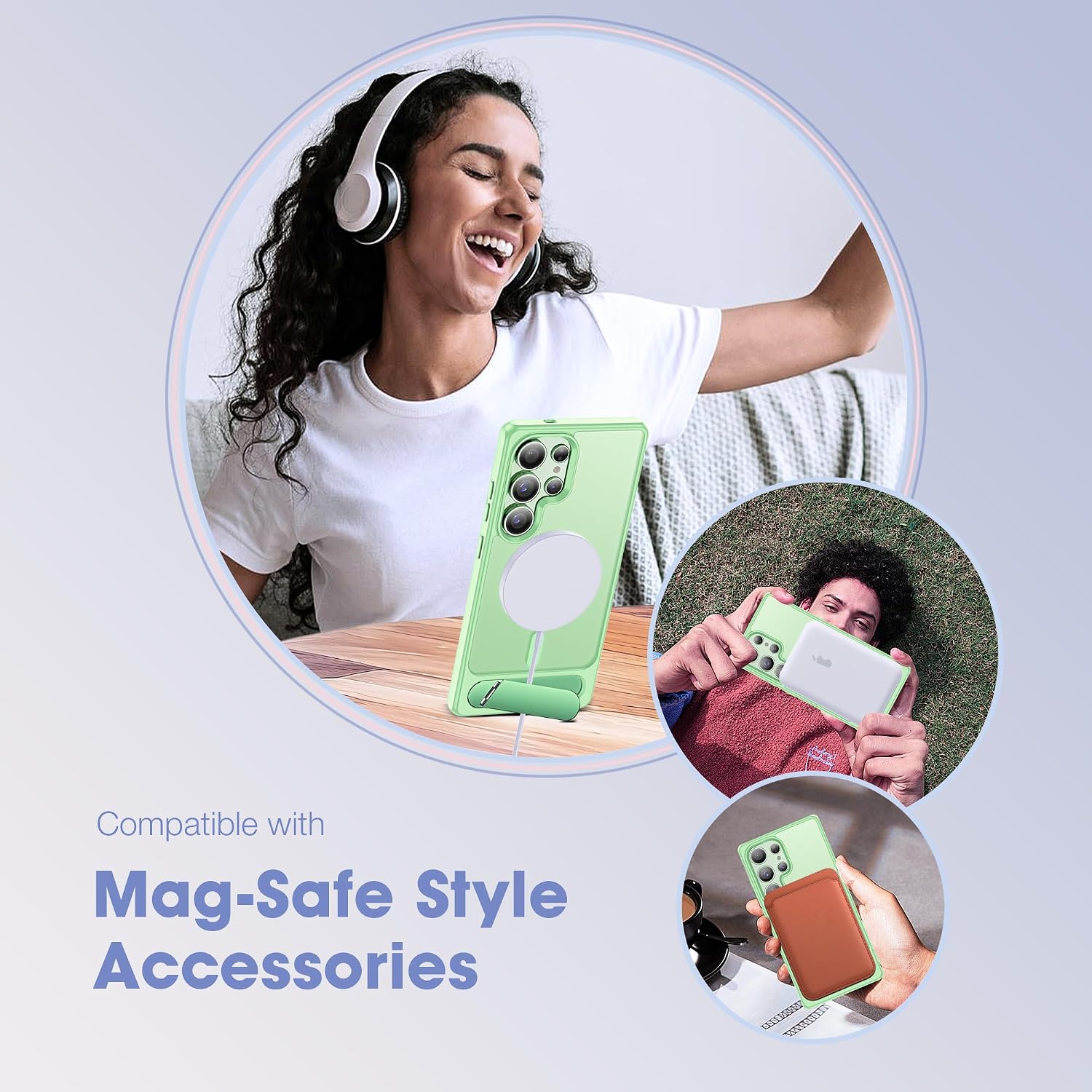 Compatible with Samsung Galaxy S25 Ultra Case [Built-in Invisible Kickstand][Compatible with Mag-Safe] Military Grade Shockproof Translucent Phone Case for S25 Ultra 6.9'',Green