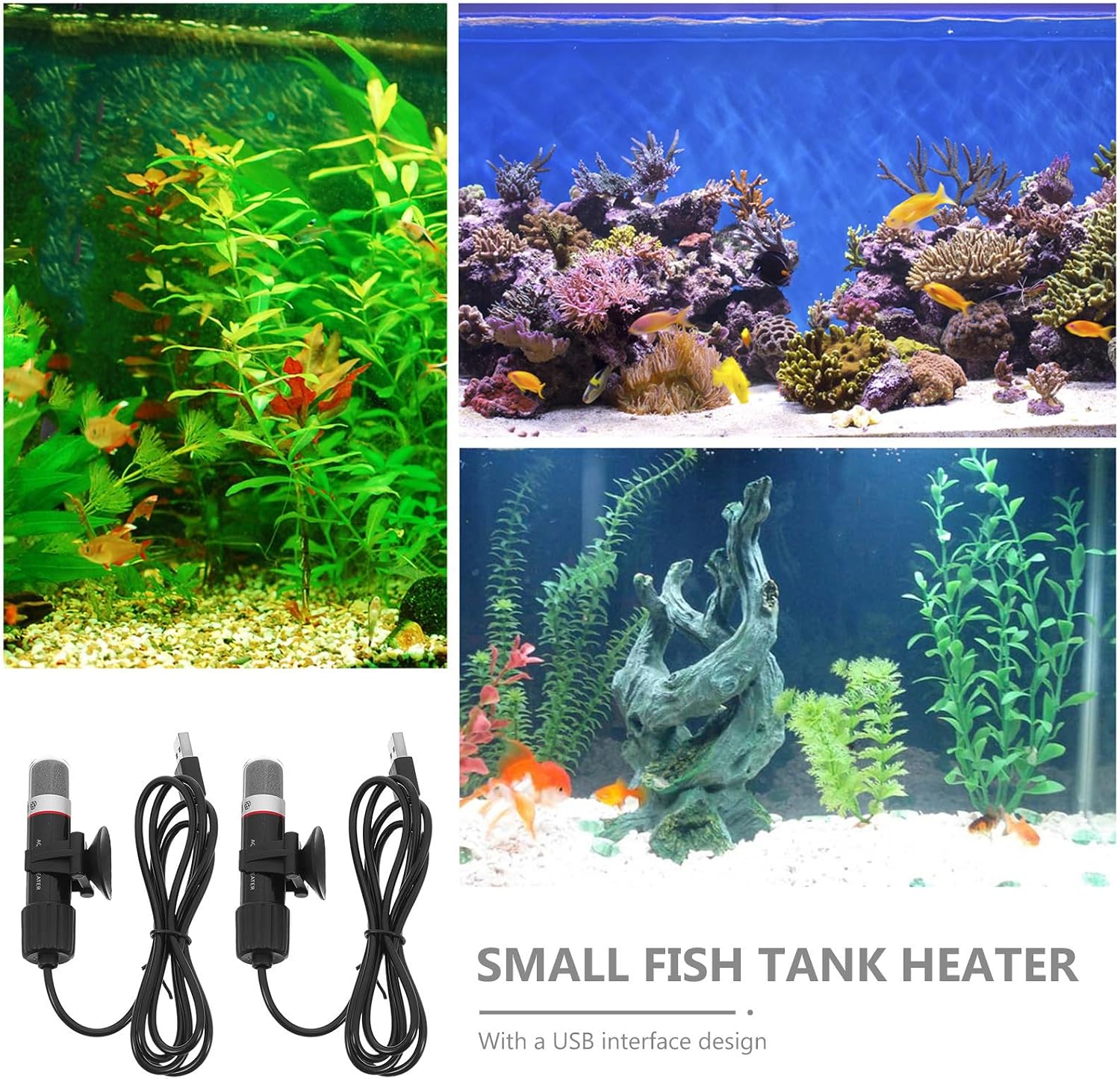 Small Submersible Aquarium Heater with Automatic Temperature Regulation 2pcs 10w USB Mini Heater Suitable for Home and Office for 5l Aquarium for Fish Tank and Betta Tank
