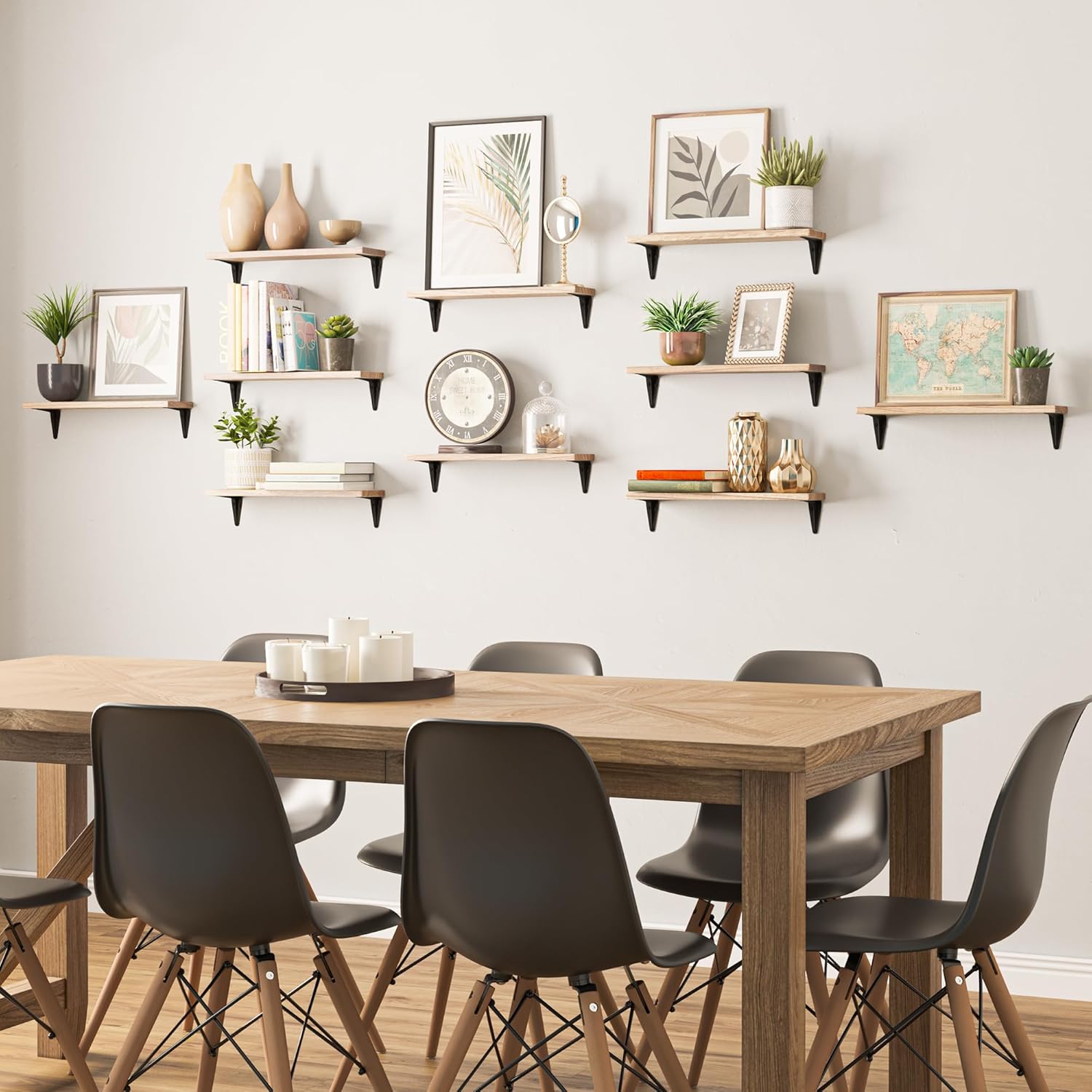 Wallniture Arras 17"x4.5" Floating Shelves for Wall, Shelf for Home Storage and Decoration, Small Shelf for Bathroom, Wall Bookshelf, Pantry & Kitchen Shelving, Living Room Shelves, Set of 20