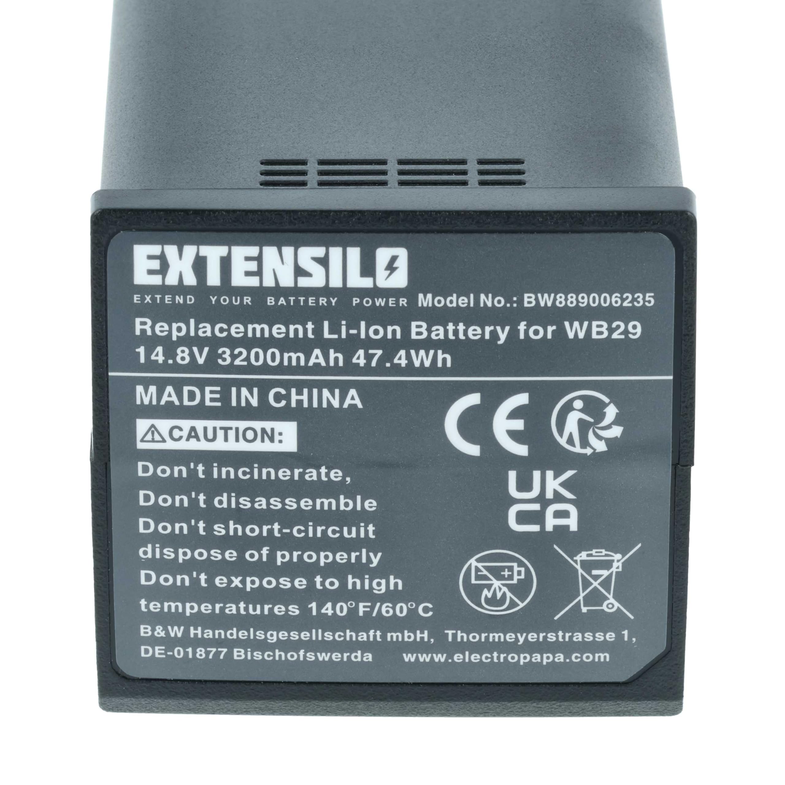 Akku kompatibel mit Godox WB300P, AD200, AD200pro, AD300 Pro Flash Blitzgerät, Kamera-Blitz (3200 mAh, 14,8 V, Li-Ion)