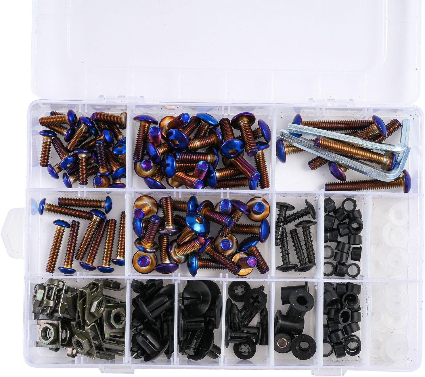 Motorcycle Fairing Complete Bolts Kit Stainless Steel Screws for Yamaha YZF-600 R6 2006-2016 07 08 09 10 11 12 13 14 15 YZF-R6 06-16 Aluminum Fasteners Hardware Clips (Titanium Blue)