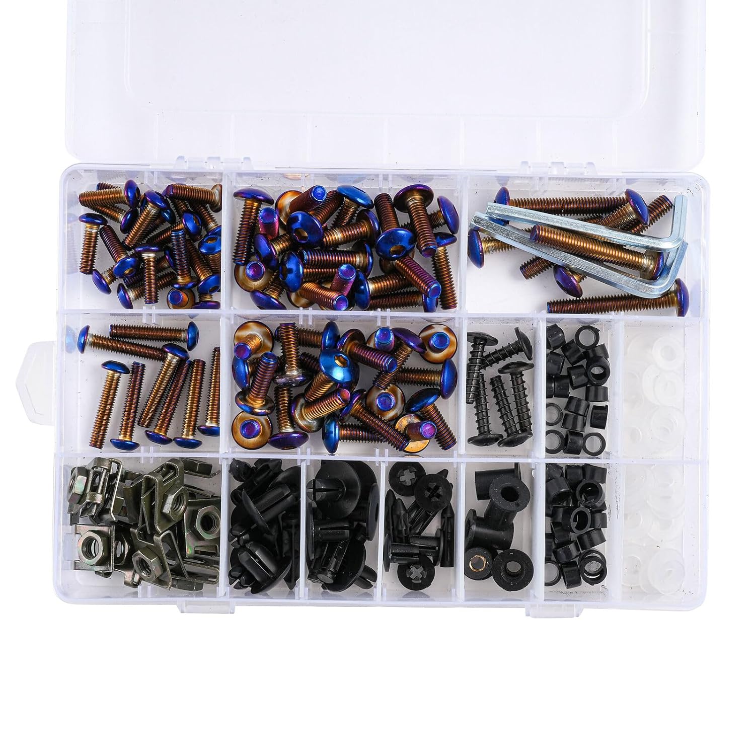 Motorcycle Fairing Complete Bolts Kit Stainless Steel Screws for Yamaha YZF-600 R6 2017 2018 2019 2020 2021 R6 17-21 Aluminum Fasteners Hardware Clips (Titanium Blue)