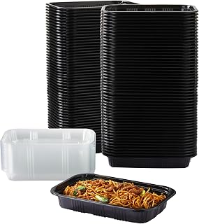 400PCS Black Sushi Trays with Lids Plastic Sushi Containers Disposable Sushi Box (M)
