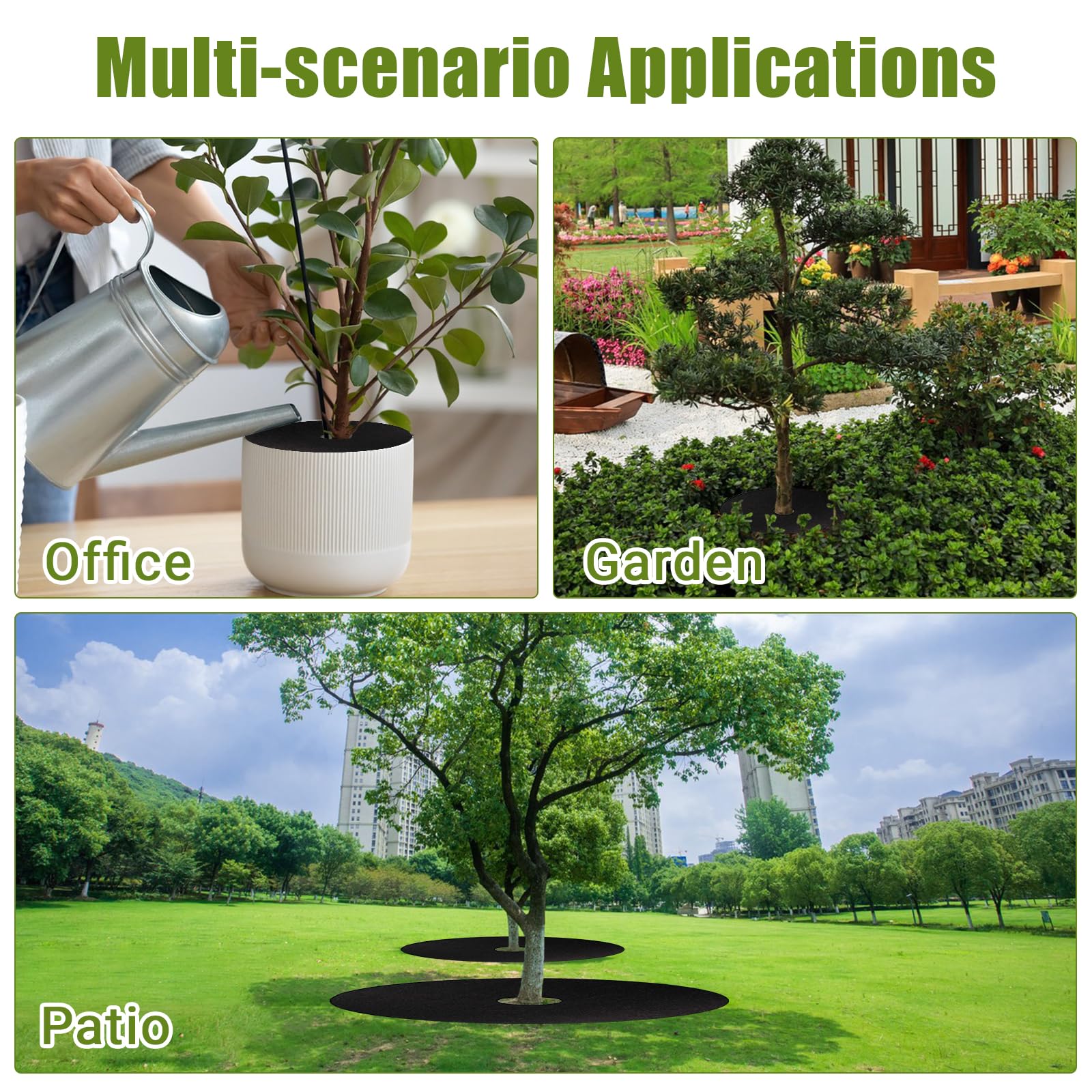 Set di 12 tele anticattive erbe, cuscino rotondo in tessuto non tessuto, biodegradabile, pacciamatura, giardino, tela invernale, pianta esterna, per nuovi alberi, fruttetti, paesaggio, diametro 52 cm
