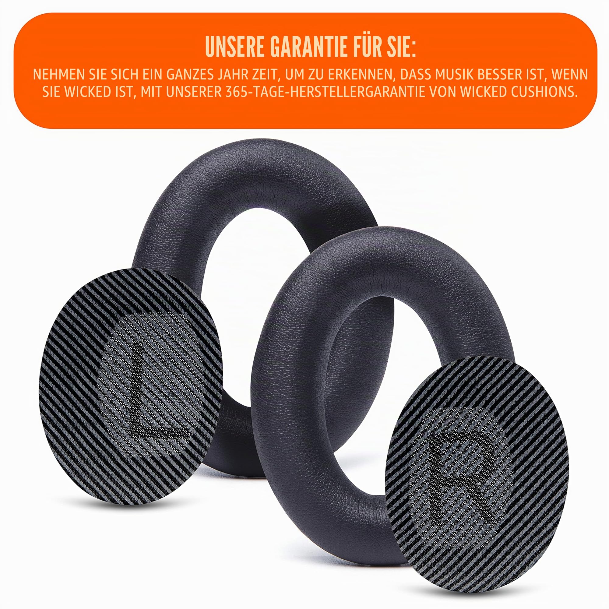 WC Wicked Cushions Ersatzohrpolster Kompatibel mit Bose QuietComfort 35 (QC35) & QuietComfort 35ii (QC35ii) Kopfhörern & mehr - Verbesserter Komfort & Haltbarkeit | Black