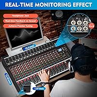 Vista 41 de Mini mezcladores de DJ de 5 canales, mezclador de audio en vivo, tablero de sonido con USB, interfaz de audio con 48 V Phantom Power Sonidos