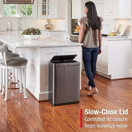 Miniatura 5 de Rubbermaid Elite - Bote de basura de acero inoxidable con sensor para el hogar y la cocina pilas incluidas 124 galones color carbón