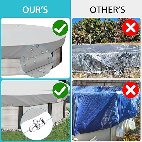 Miniatura 9 de Coarbor Cubierta redonda de invierno para alberca de 16 pies para piscinas sobre el suelo, cubiertas de seguridad para piscina con dobladillo de