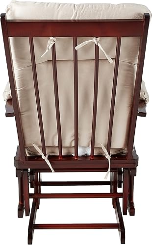 Miniatura 4 de Artiva USA Juego de sillas planeadoras de madera y cojín otomano de microfibra Madera blanca con cojín marrón,Madera de cerezo con cojín