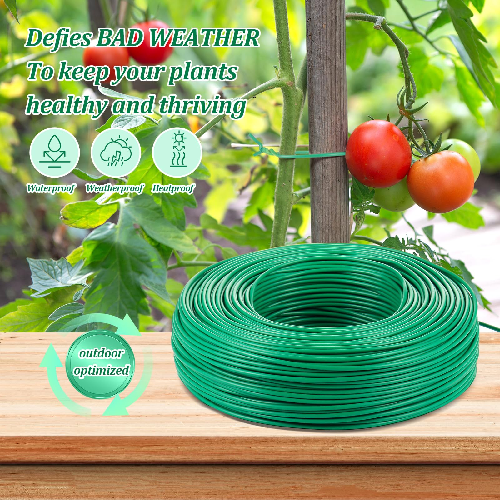 Zhengmy Lazo suave de 500 pies para plantas con cortador de alambre, lazos de jardín de giro verde, suministros de jardinería, 2,5 mm de diámetro para apoyar plantas trepadoras, organización de