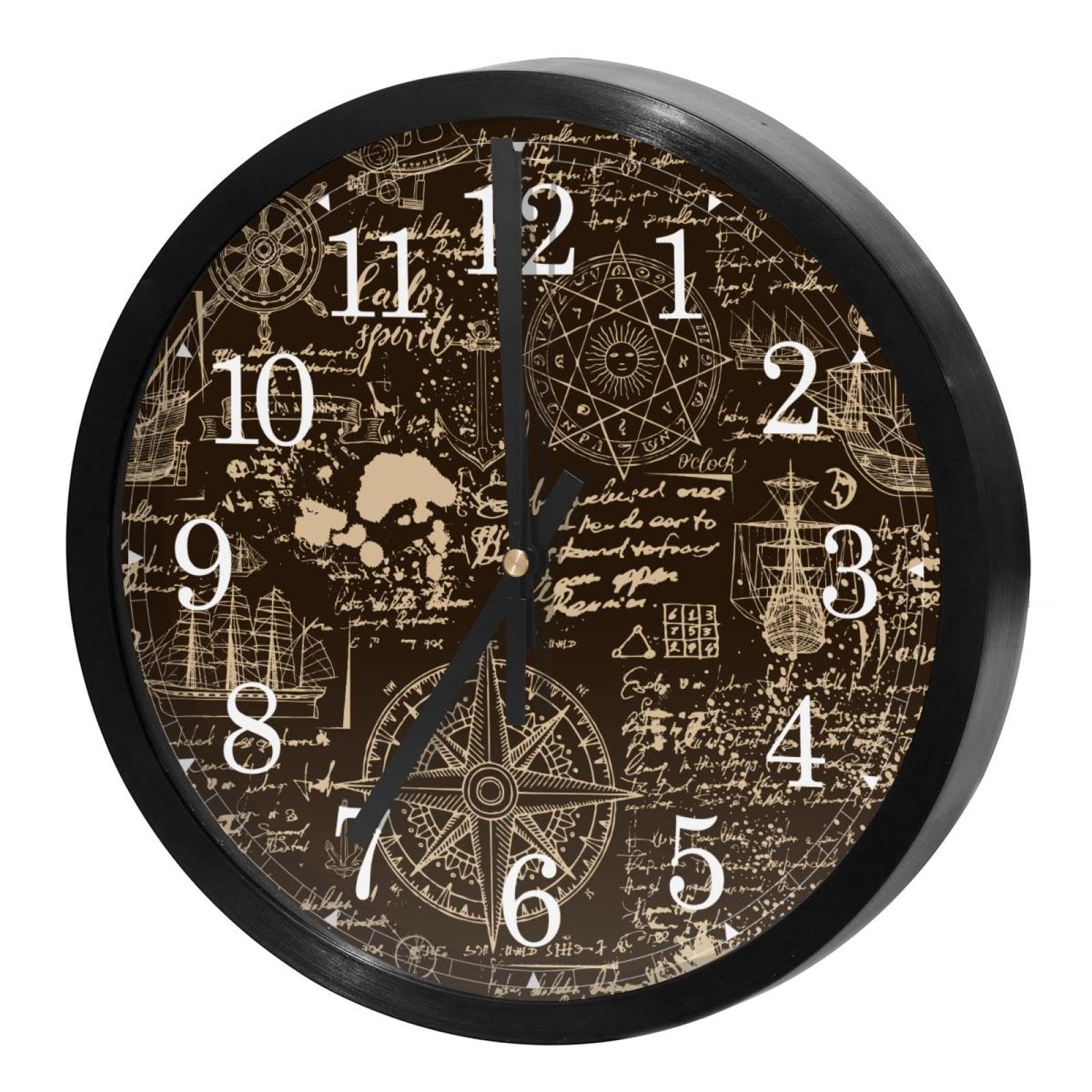Horloge murale silencieuse haut de gamme design navigation noir à quartz précis