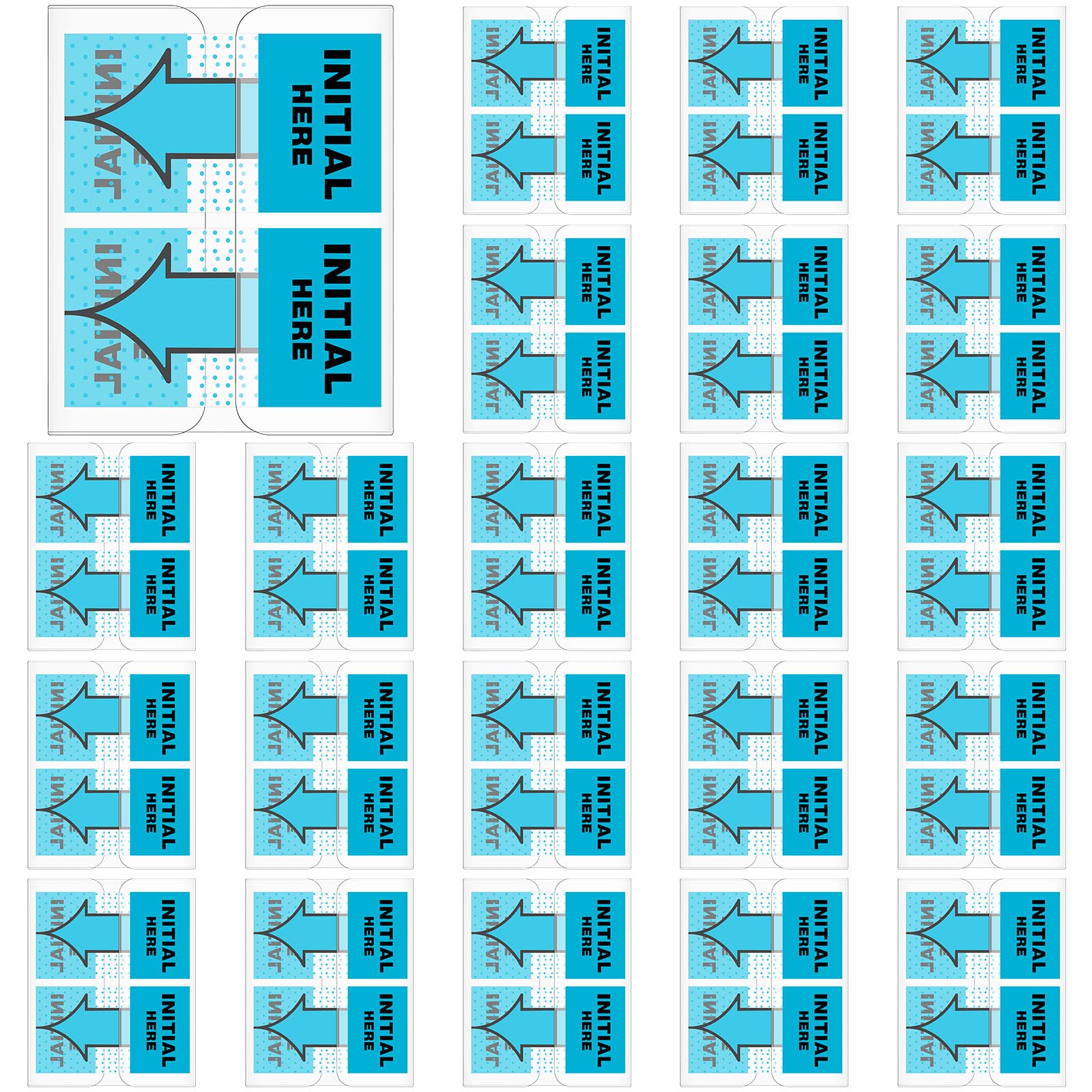 Qeeenar 1250 Pcs Sign and Date Flags Here Tabs Initial Stickers for Office Notebook Annotating Books Notary Books, 1 Inch(Blue,Initial Here)