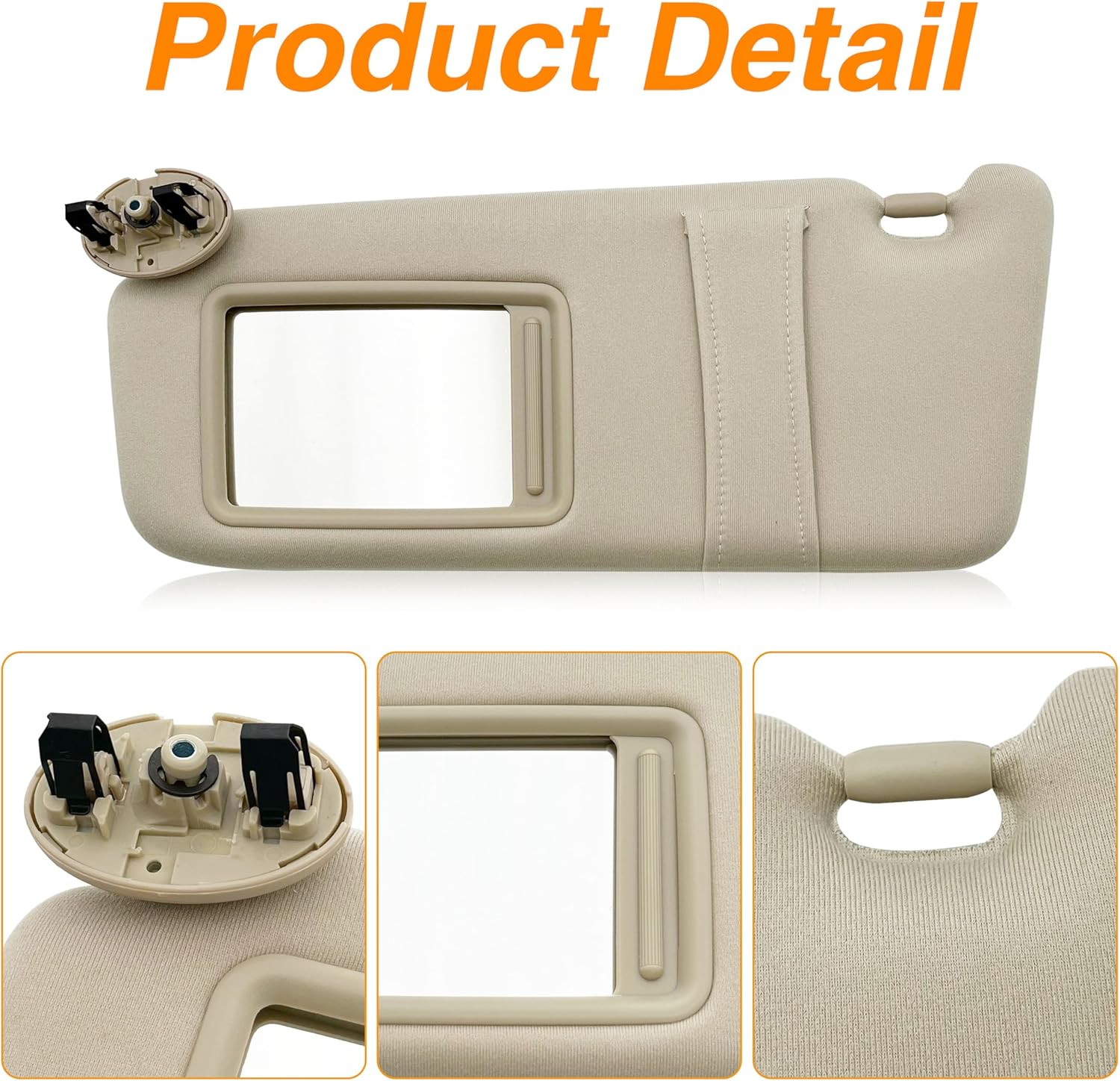 Left Driver Side Sun Visor Fit for 2007 2008 2009 2010 2011 Toyota Camry Without Sunroof and Light-Beige
