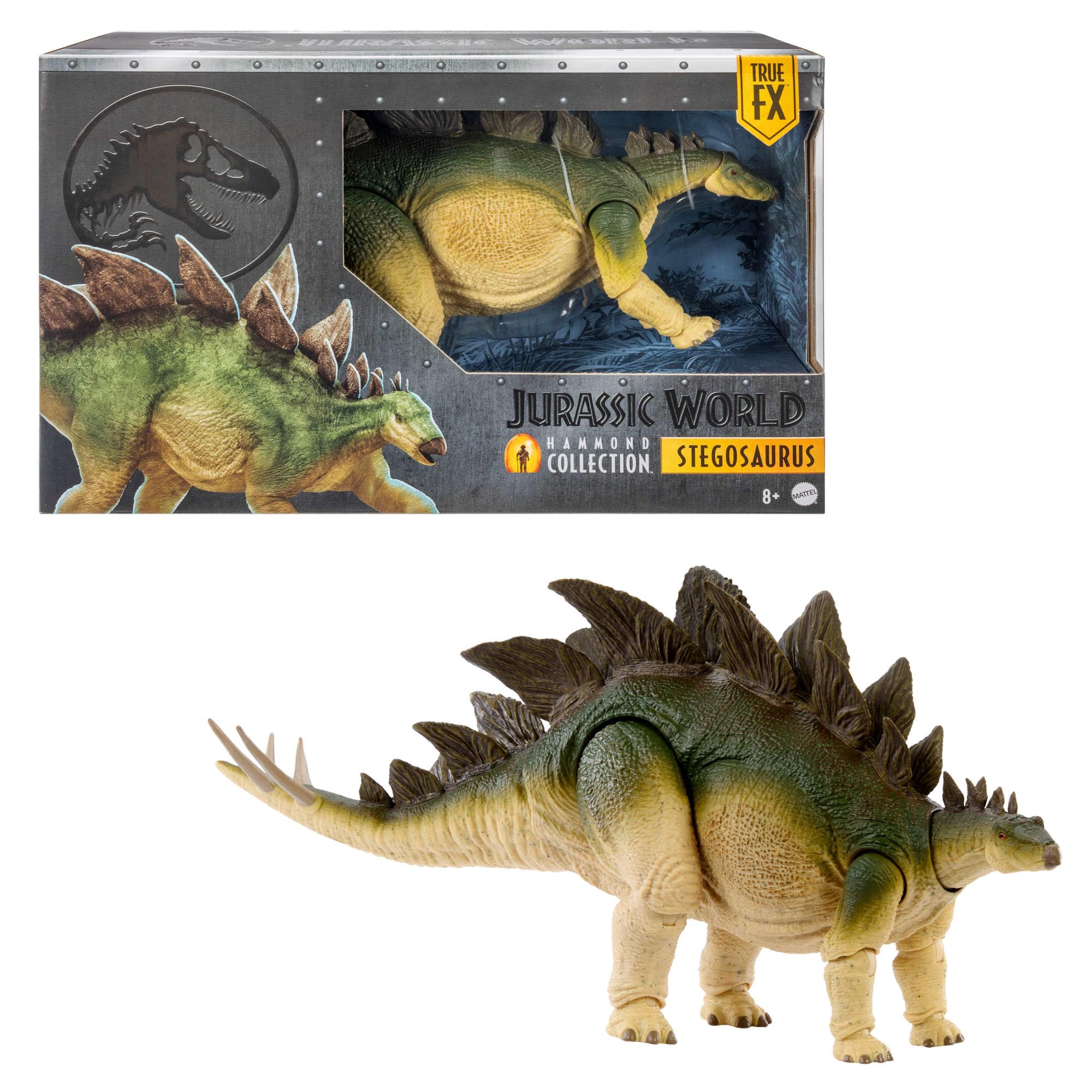 Mattel Jurassic World Hammond Collection Stegosauro, action figure del film Il mondo perduto - Jurassic Park, grande dinosauro carnivoro giocattolo con coda snodata e collegata, JCH08, Marrone