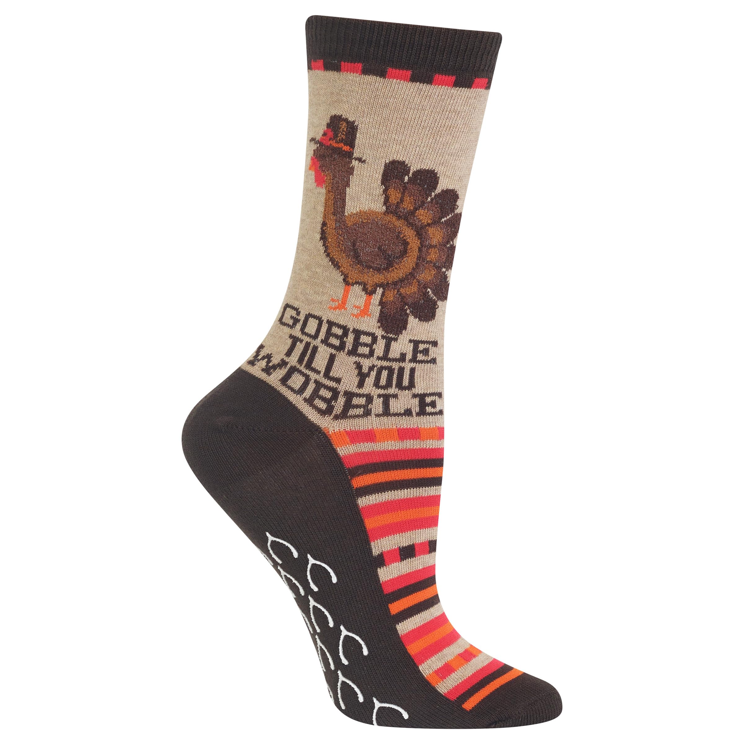 Hot SoxWomen's Gobble Til You Wobble Socks 1 Pair, Hemp Heather, Women's 4-10