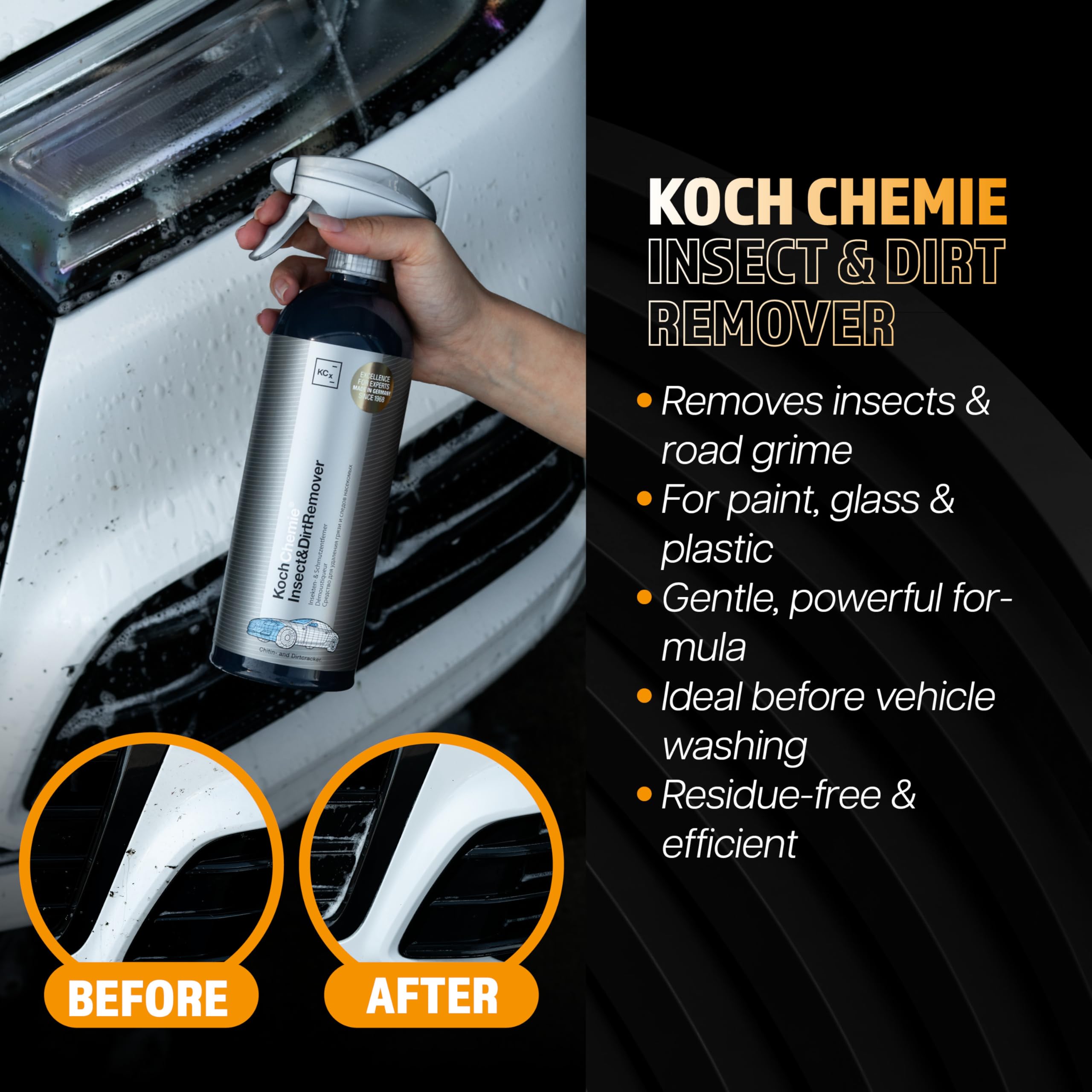 Koch Chemie - Juego de limpieza para coche (cubo de 20 l, tapa + inserto Grit Guard + champú Nano Magic + Insect&DirtRemover + Espuma de nieve suave + Allround Quick Shine | Paño de secado + guante de