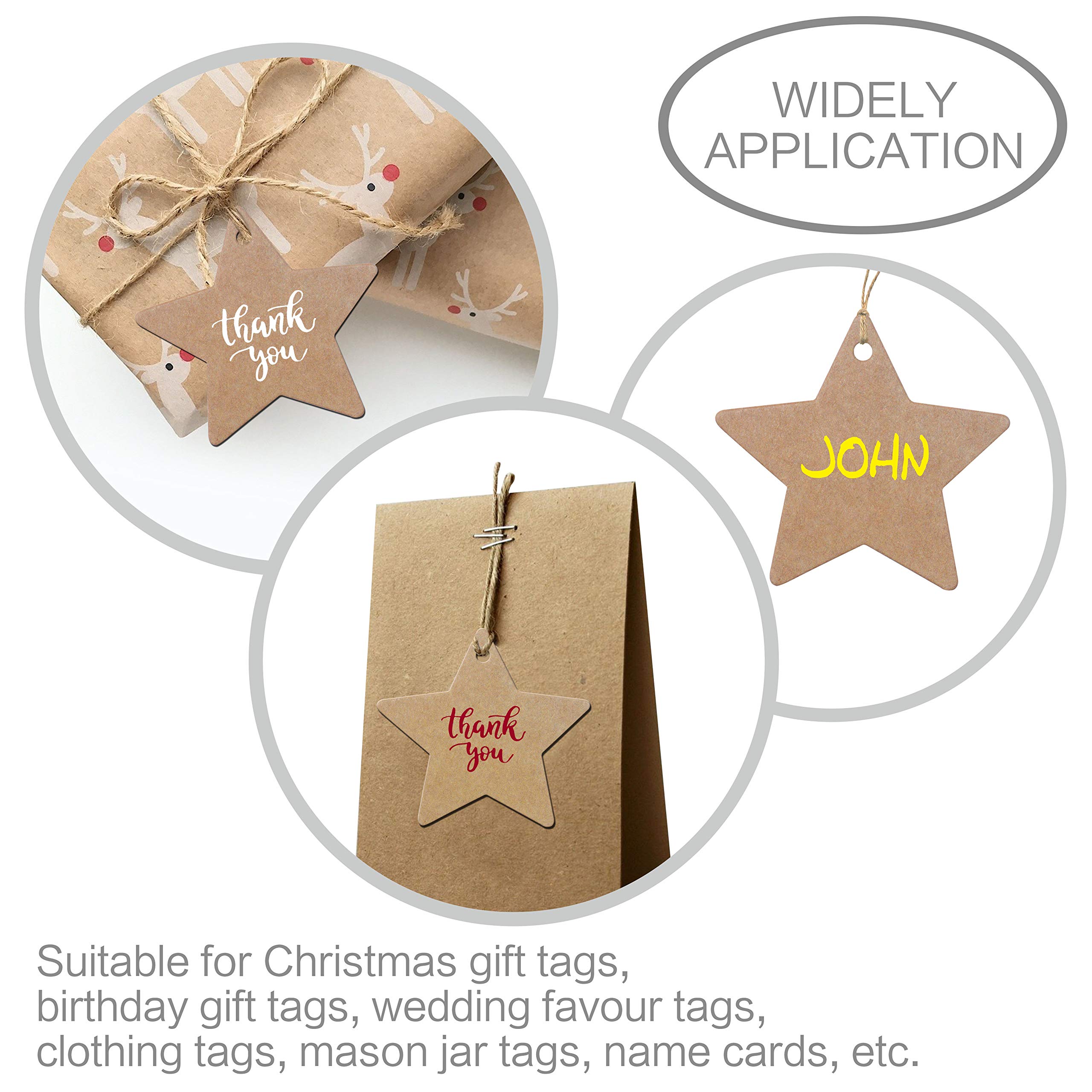 Étiquettes Cadeaux En Papier Kraft - 200 Pièces, 5 Couleurs (9x4 Cm) Avec Ficelle De Jute - Pour Emballage, Mariage, Noël, Artisanat