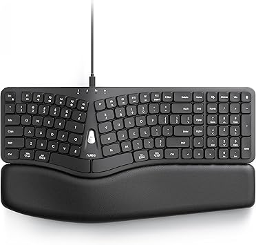 Nulea Ergonomic Split Keyboard, Wired Natural Typing Keyboard with Integrated Palm Rest for Wrist Pain Relief, 2-in-1 Type C&Type A Plug for Mac,Windows,Office & Home,Black