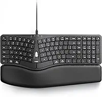 Nulea Teclado ergonômico HA398 com fio, teclado dividido com descanso de pulso acolchoado - preto
