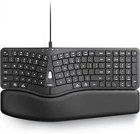 Nulea Teclado ergonômico HA398 com fio, teclado dividido com descanso de pulso acolchoado - preto