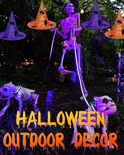 Miniatura 3 de 6 sombreros de bruja de Halloween con 60 calcomanías de murciélagos o arañas 3D, accesorio de disfraz de bruja para decoración de Halloween en