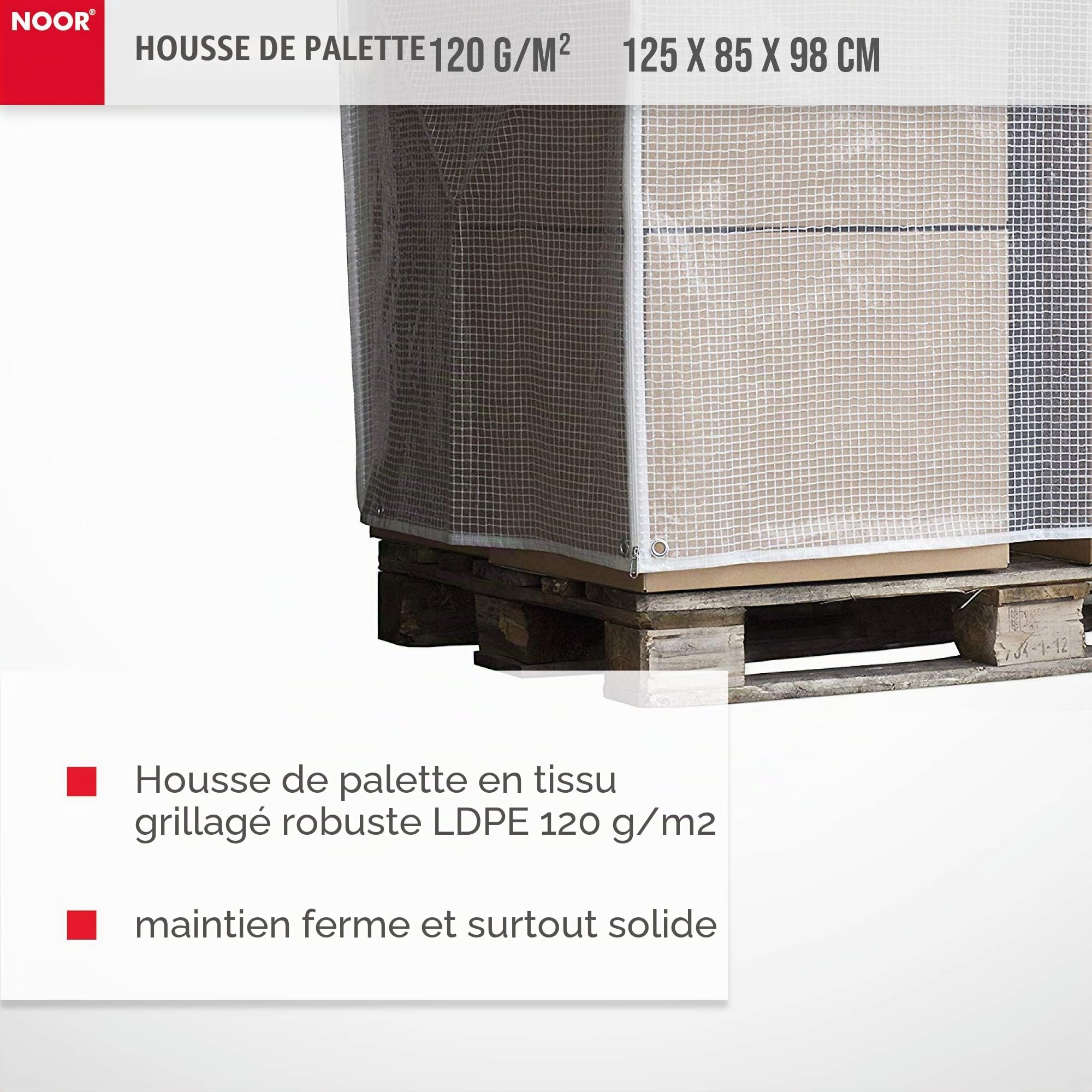 Noor 0107-PALH-01 Bâche de Protection pour Palette en PEBD Noir 125 x 85 x 98 cm 120 g/m²