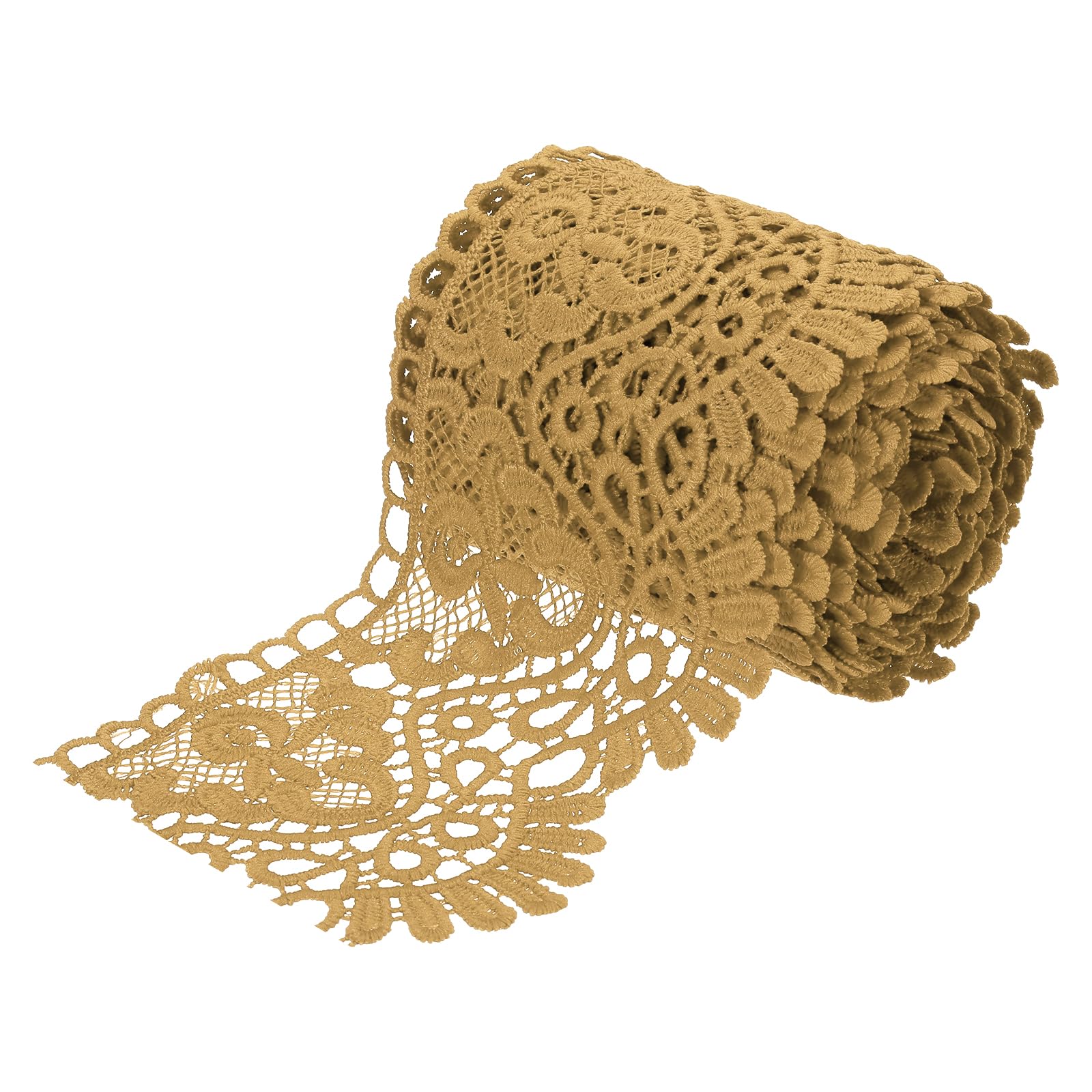 sourcing map 4 Inch Wide 5 Yard Lace Ribbon Floral Pattern Light Brown Lace Trim Ribbon for Sewing Making DIY Crafts Gift Wrapping Wedding Decor