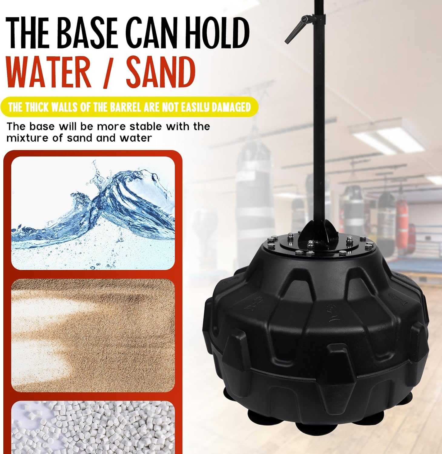 Speed Bar with Stable Base - MMA High Energy Spring - Reflex Bag Free Standing Boxing Bag with Adjustable Height & Durable Stress Relief Ball for Fitness Enthusiasts!(Black White) - Image 5