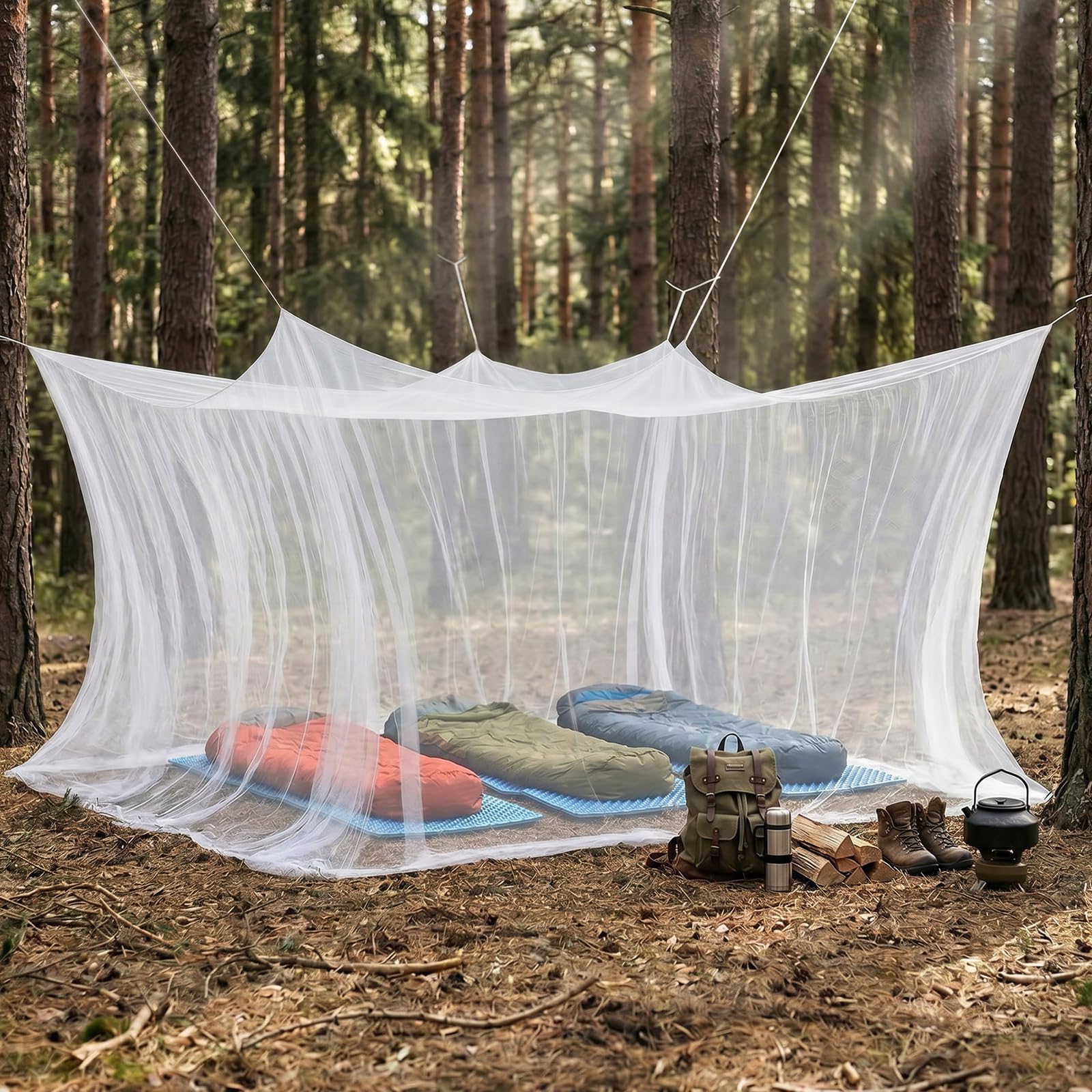 Sekey XXL Zanzariera da Viaggio, Zanzariera Matrimoniale 300 x 500 x 250 cm, Tenda da Campeggio Portatile Chiusa 220 Maglie, Protezione Dagli Insetti per Uso Esterno, Terrazza, Gazebo, Bianco