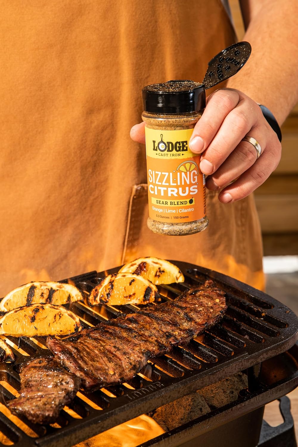 Lodge Sear Blend - Made for Cast Iron Cooking - Use Over the Grill, On the Stove, or Even in the Oven, Non-GMO – 5.3oz (4 Pack) - Sizzling Citrus