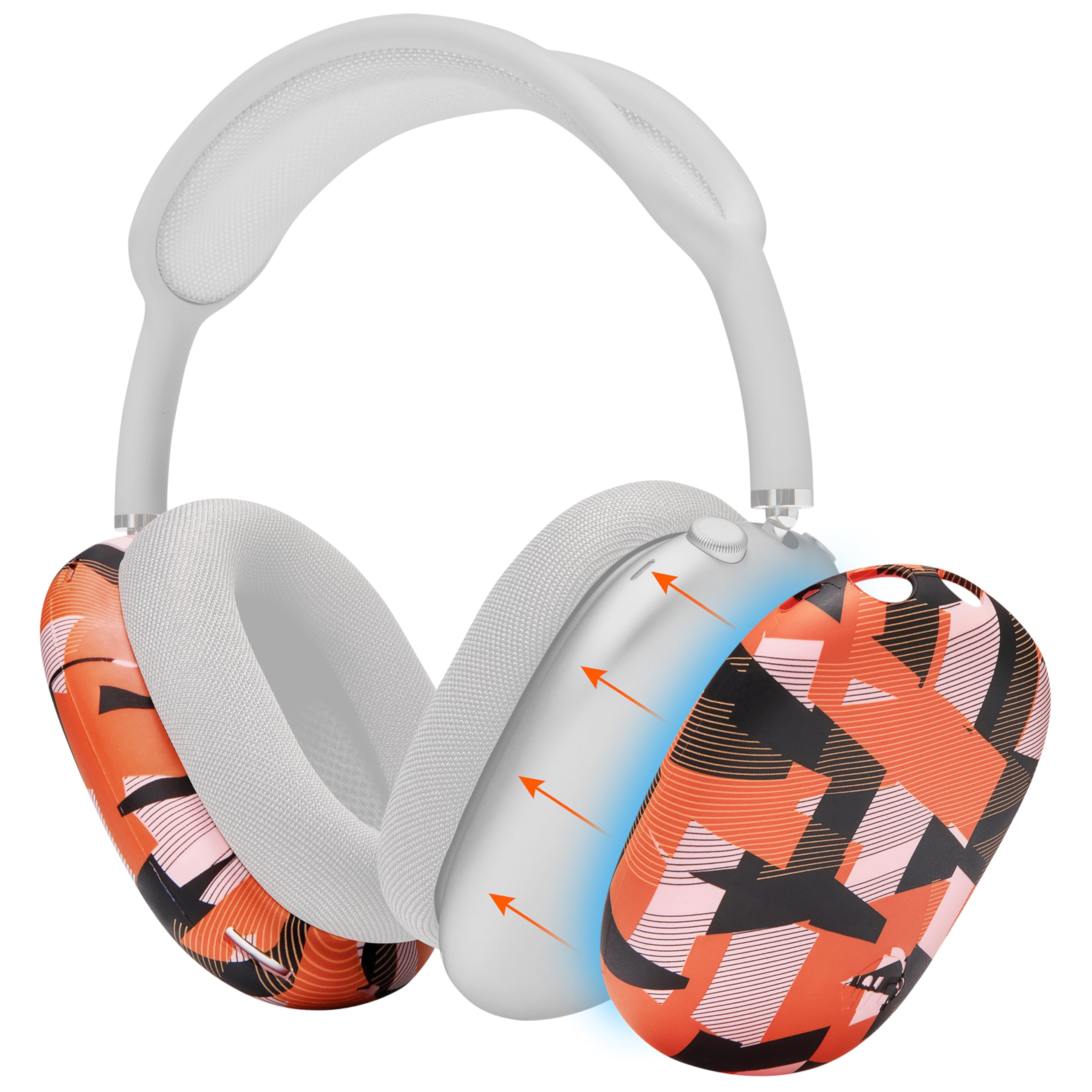 WC ShellZ Max - Protective Headphone Exterior Shell Covers for Airpods Max Made by Wicked Cushions | Made with Premium Silicone | Orange Prism