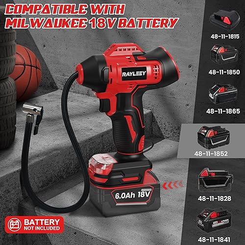 Miniatura 2 de Inflador de neumáticos inalámbrico para batería Milwaukee de 18 V solo herramienta, compresor de aire portátil de 160 PSI con medidor de presión,