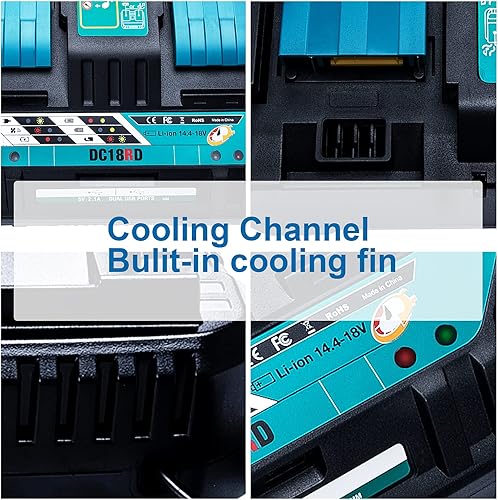 Miniatura 7 de 18V DC18RD Dual Ports Battery Charger for Makita 14.4V-18V LXT Lithium-Ion Battery BL1415 BL1430 BL1830 BL1840 BL1850 BL1850B BL1860B BL1860 BL1815