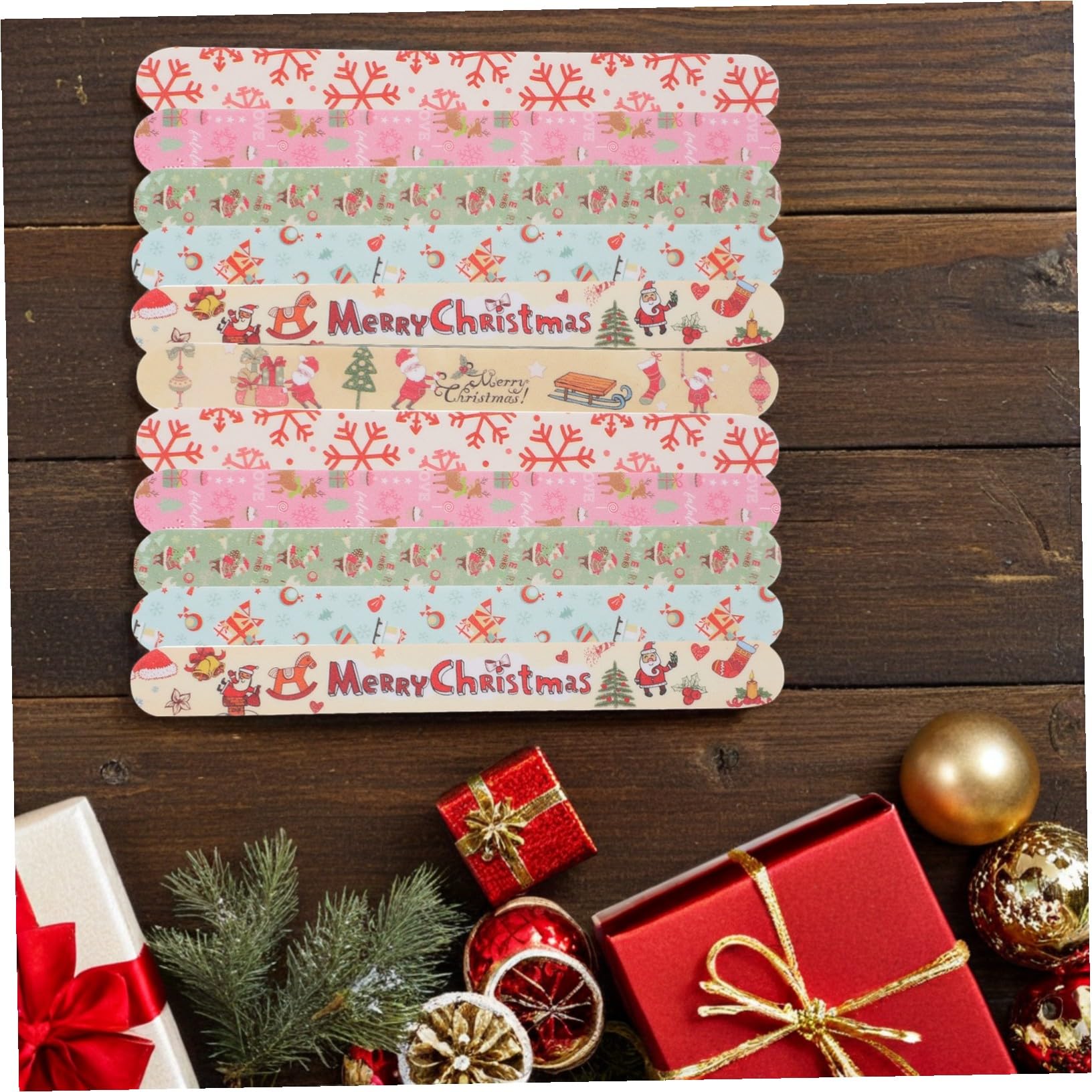 24pièces Outil de Pédicure Noël Polissage Ongles Limes Pédicure Simple Mise Forme Ongles Style Aléatoire