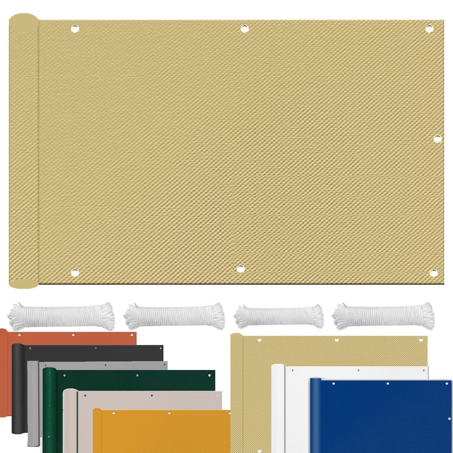 Voile d'ombrage beige 3x4.5m imperméable en tissu au mètre pour balcon