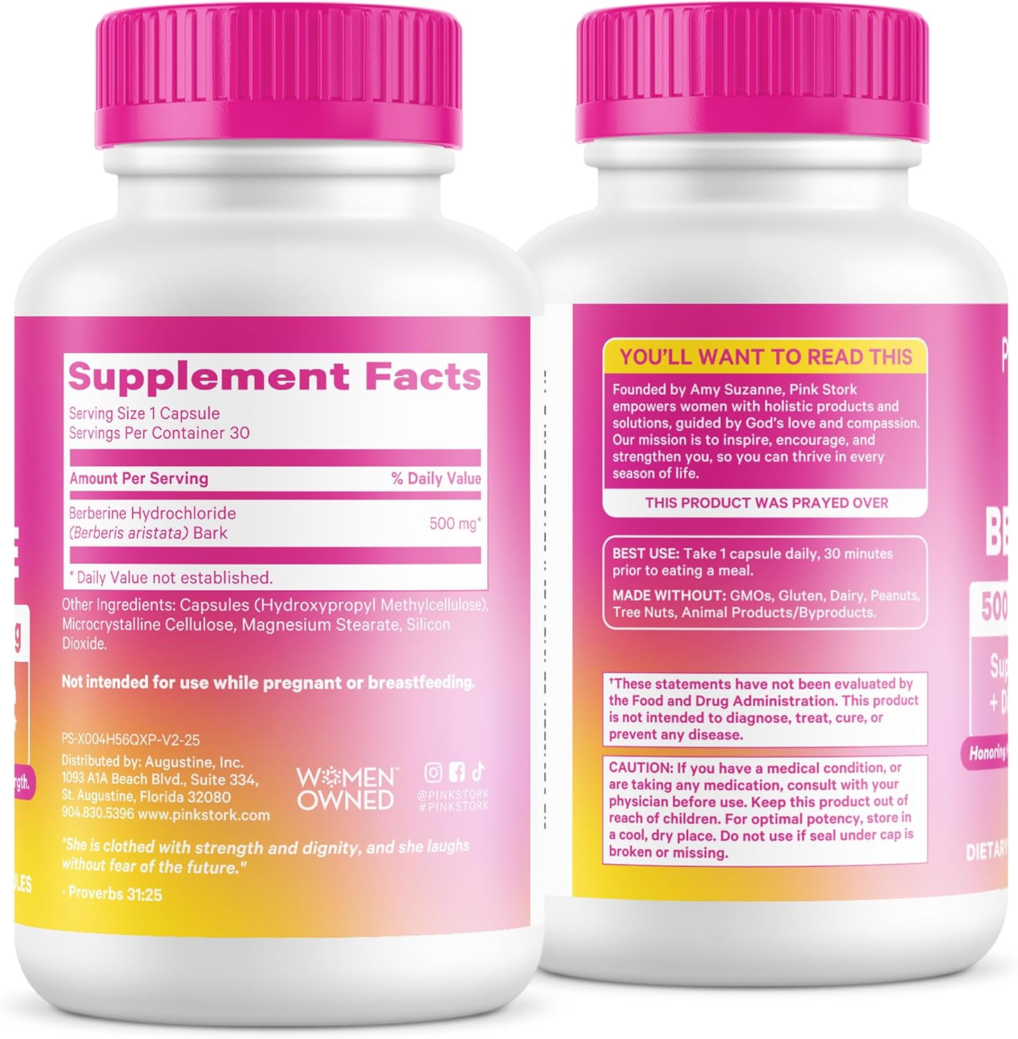 Pink Stork Berberine 500mg - Nature's GLP-1 Supplement - Daily AMPK Metabolic Activator - 500-1000 mg Metabolism + Gut Health for Women | Third-Party Tested | Vegan | Non-GMO| 30 Capsules - Image 9