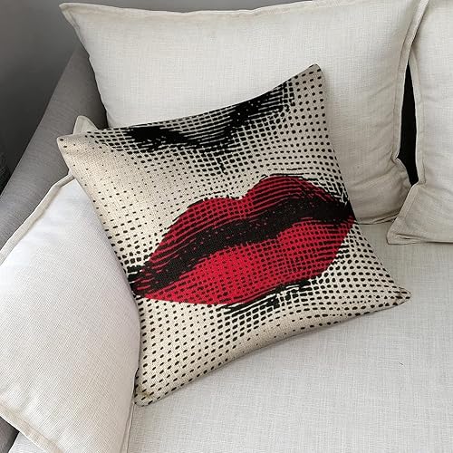 Miniatura 6 de Aloked Lina Cavalieri - Funda de almohada de lino artificial, funda de cojín decorativa cuadrada con ojos personalizados, solo incluye funda de