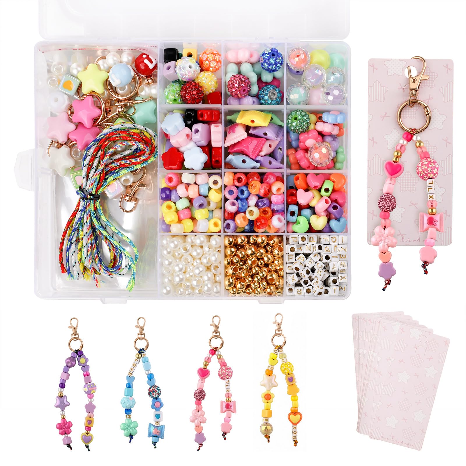 kicder 865Pcs Keychain Making Kit Beads Set for Phone Charm & Bag