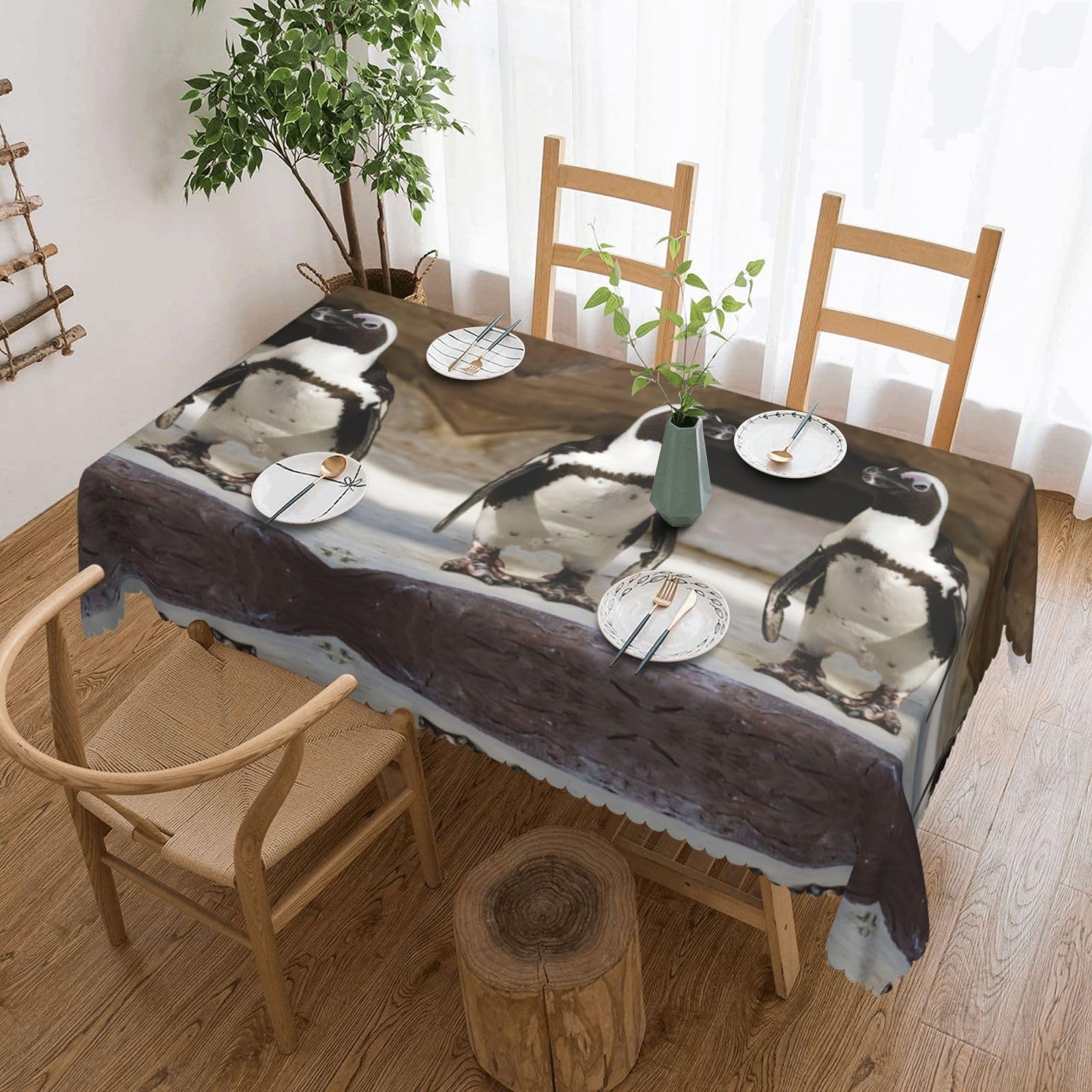 HLSBSSL African Penguin Patterned square lace tablecloth, wrinkle-resistant and durable, suitable for dining tables, parties, etc.